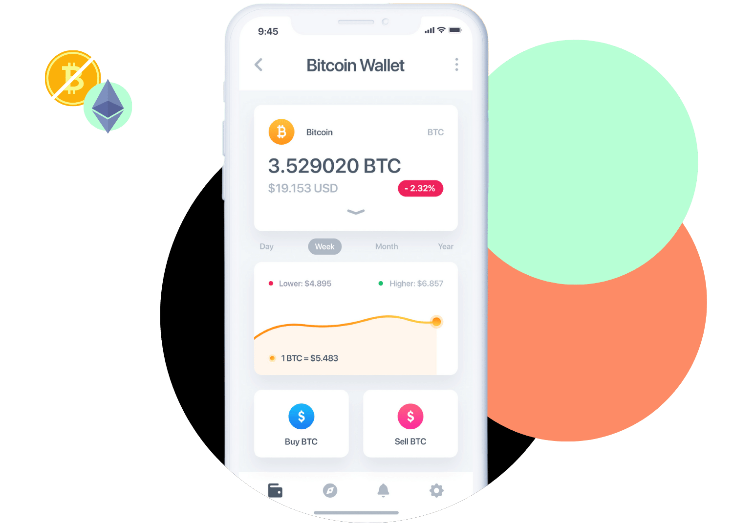 Bitcoin Wallet app mockup